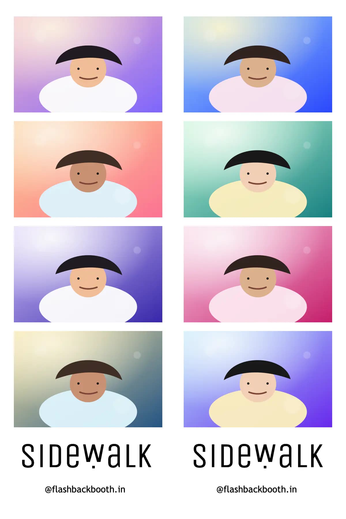Eight pose online photo booth strip example