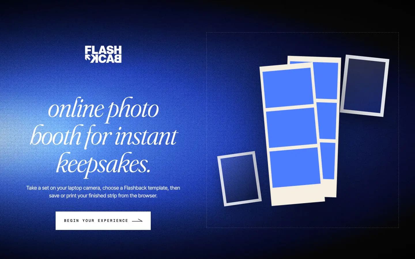 Flashback Photo Booth Online home screen