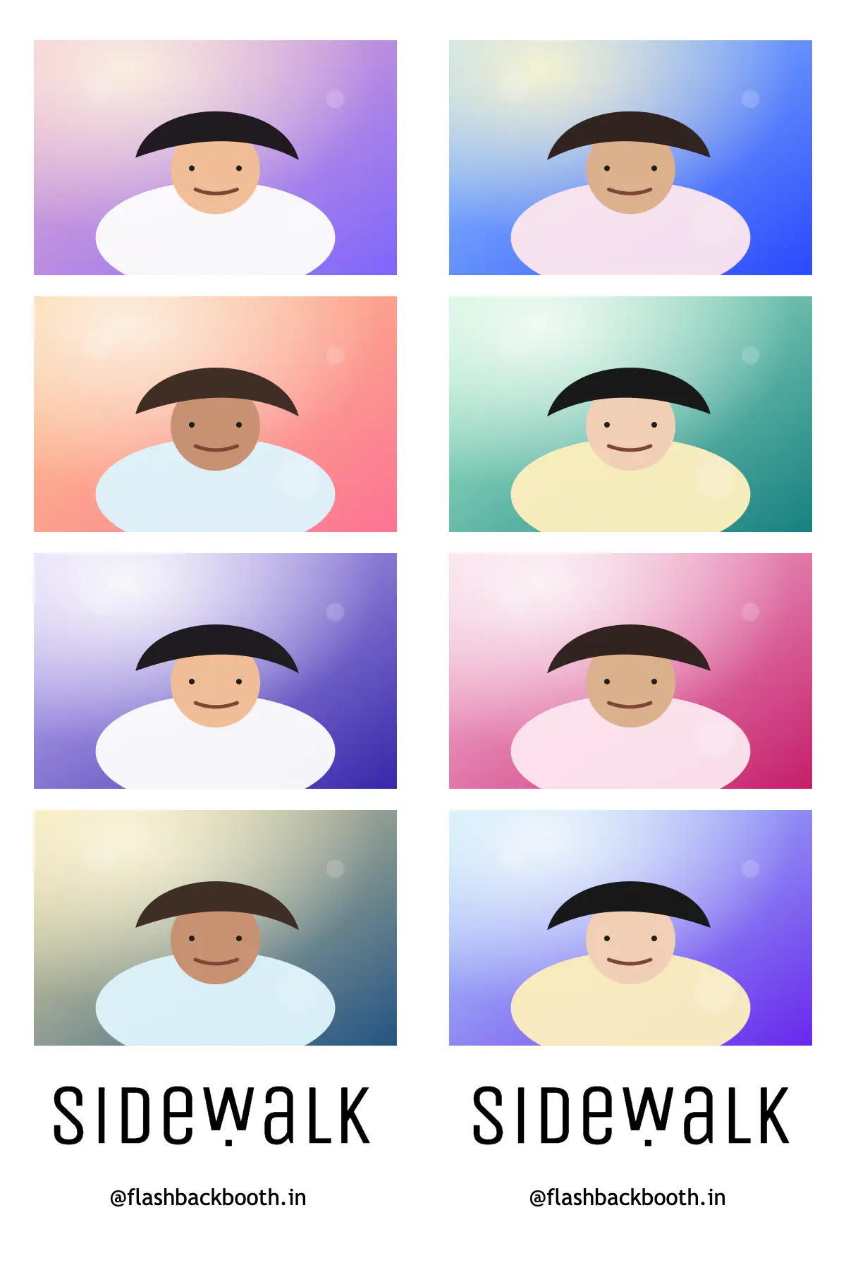 Eight pose online photo booth strip example