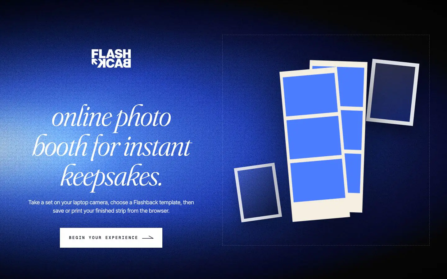 Flashback Photo Booth Online home screen